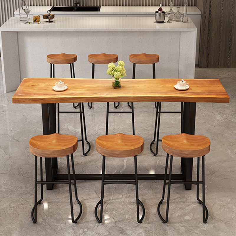 Contemporary Rectangle Bar and Counter Stool Wood Stool with Sled Base