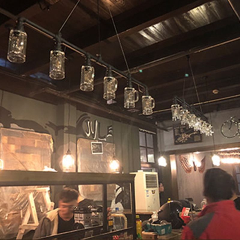 Cup Bar Island Pendant Lighting Industrial Style Metal Black Island Chandelier Light