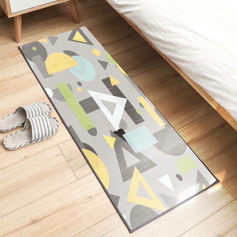 Dark Red Modern Rug Polyester Graphic Rug Non-Slip Backing Rug for Home Decor