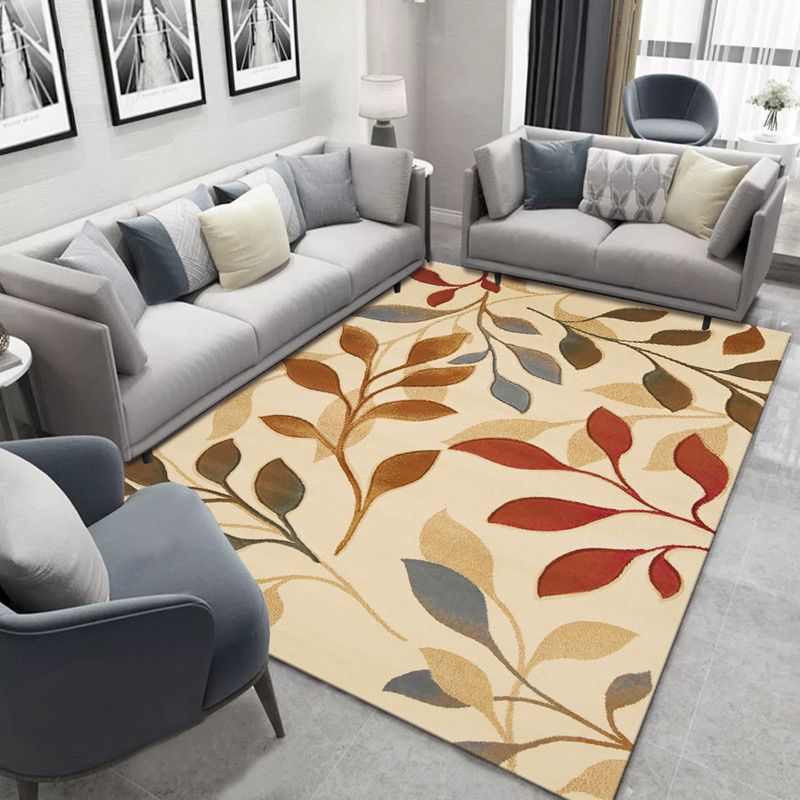 Blauw modern tapijten polyester bladeren indoor tapijt niet-slip achterste tapijt voor woonkamer