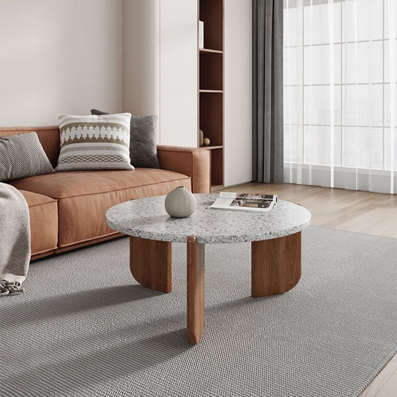 Contemporary Round Terrazzo Coffee Table 15.7" H 1 Single Cocktail Table