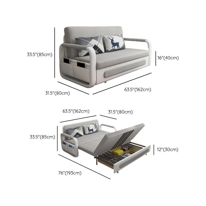 Light Gray 30.70" Wide Sofa Bed Linen Sleeper Sofa with Upholstered and Storage Box