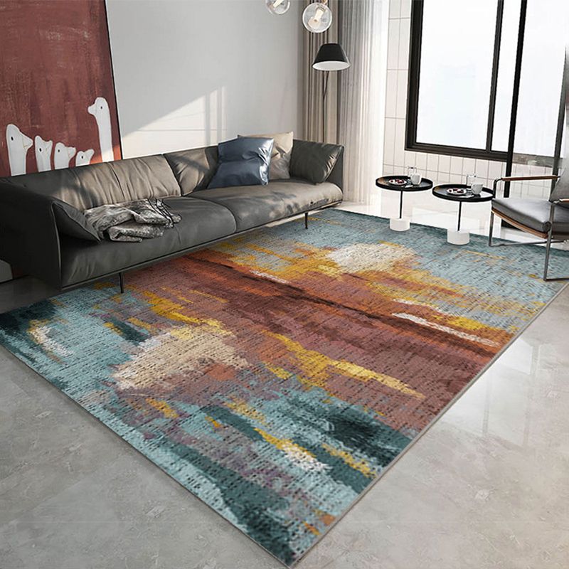 Green Modern Area Rug Ombre Pattern Polyester Area Carpet Stain Resistant Rug for Home Decor