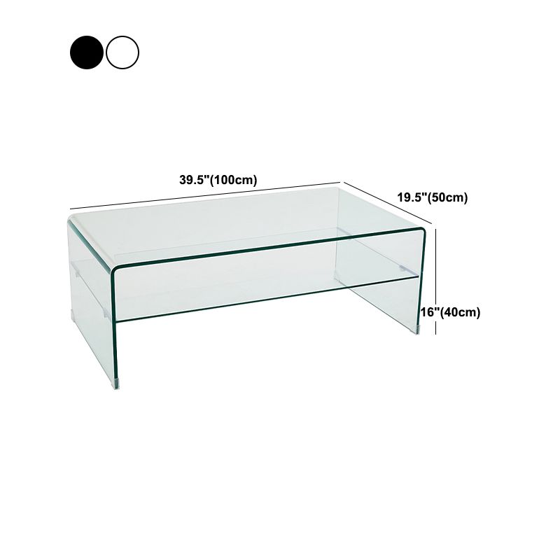 Modern 2-Tier Glass Coffee Table in Clear Sled 1 Single Cocktail Table