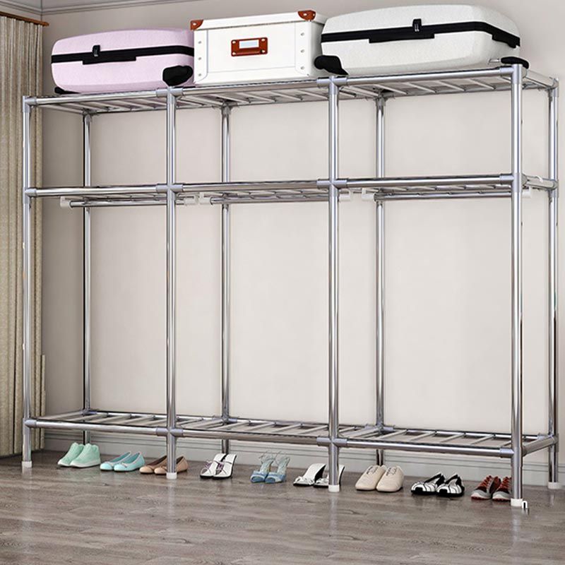 Contemporary Style Wardrobe Cabinet Steel Frame Wardrobe Armoire for Bedroom