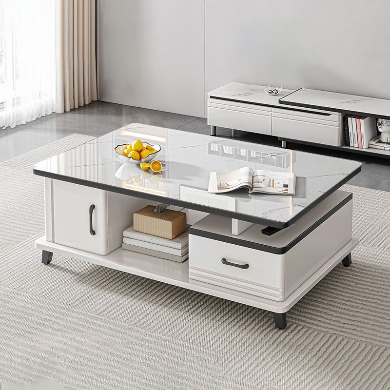 Rectangle Single Stone Coffee Table 4 Legs Coffee Table with Storage
