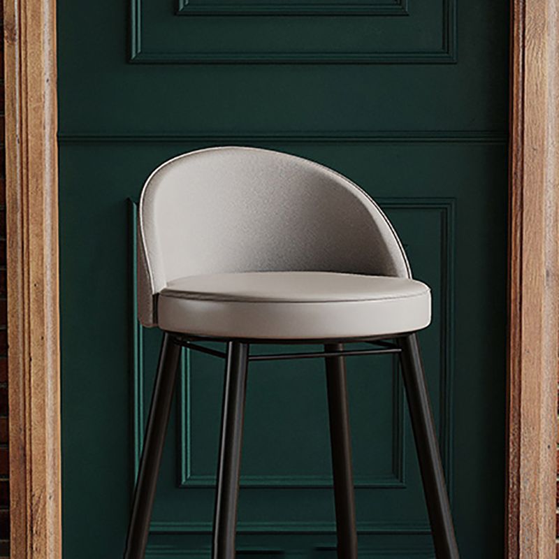 Modern Milk Tea Shop Low Back Stool Matte Finish Leather Barstool