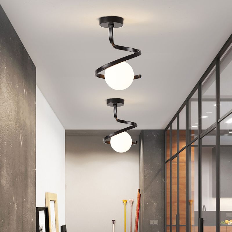 Spherical Ceiling Mount Light 1-Light Modern Round with Glass Shade for Aisle