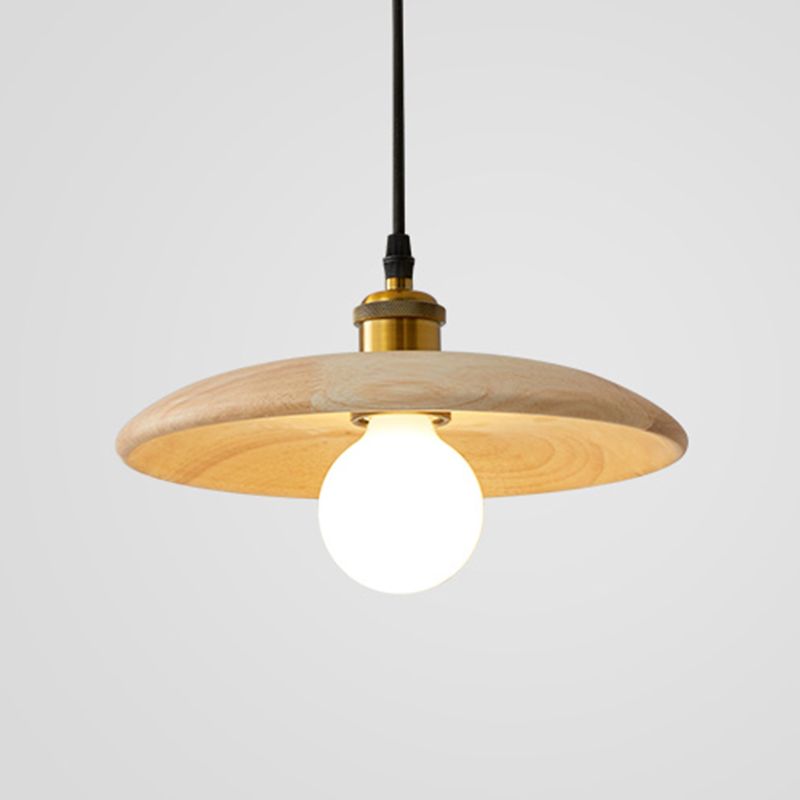 Lámpara colgante de lámpara de luz de madera maciza minimalista japonesa en beige
