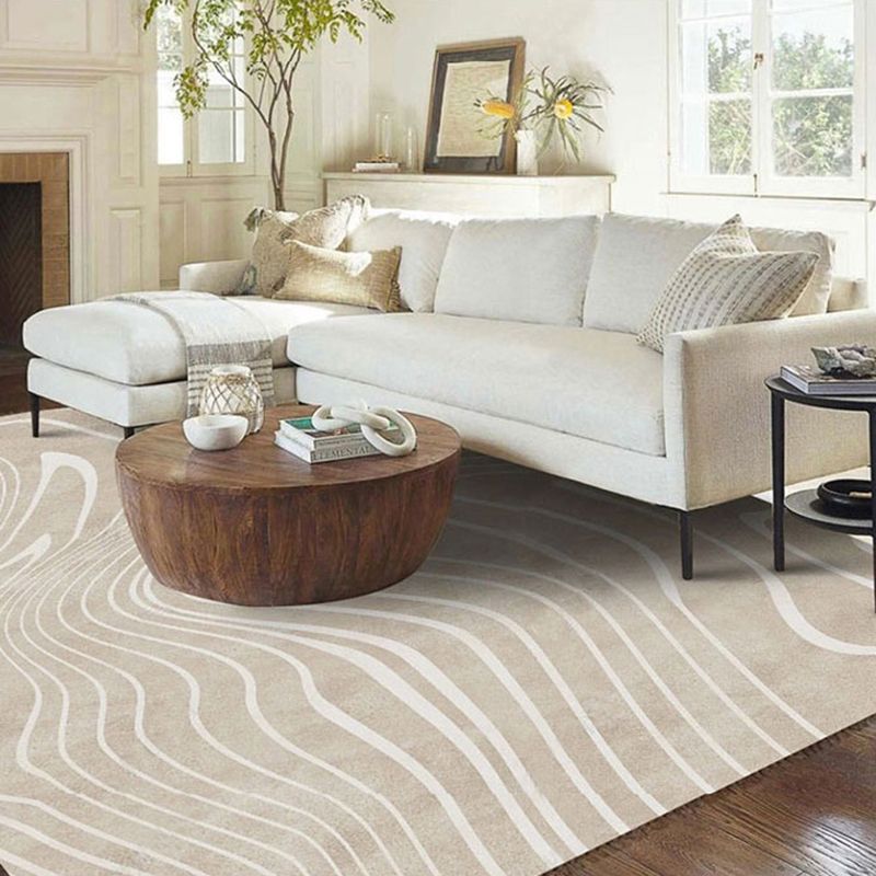 Grey Modern Rug Geometric Print Polyester Area Rug Anti-Slip Washable Rug for Drawing Room