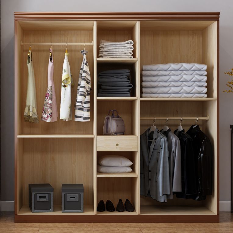 Rubberwood Traditional Storage Cabinet Matte Finish Cabinet with Hinged Doors