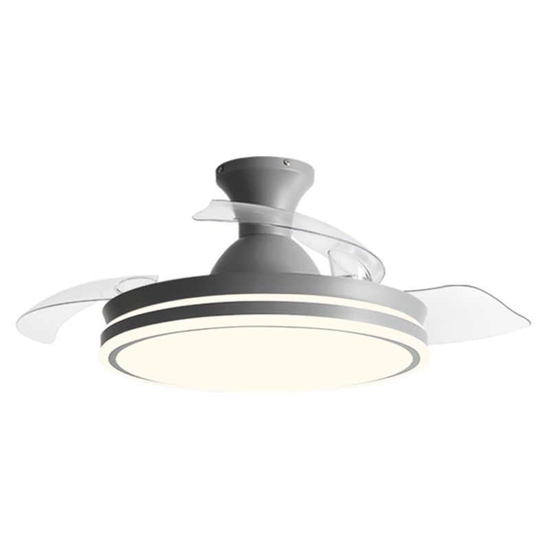 Round Metal Pendant Fan Lamp Frequency Conversion Nordic LED Semi Flush Mount Light