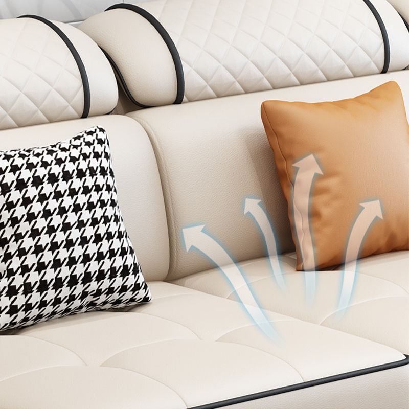 4-Seater Sectional with Adjustable Head Pillow and Storage Arms for Living Room
