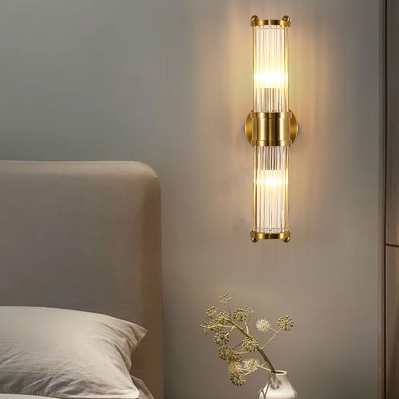 Modern Style Cylinder Shape Wall Sconce Crystal Sconces for Bedroom