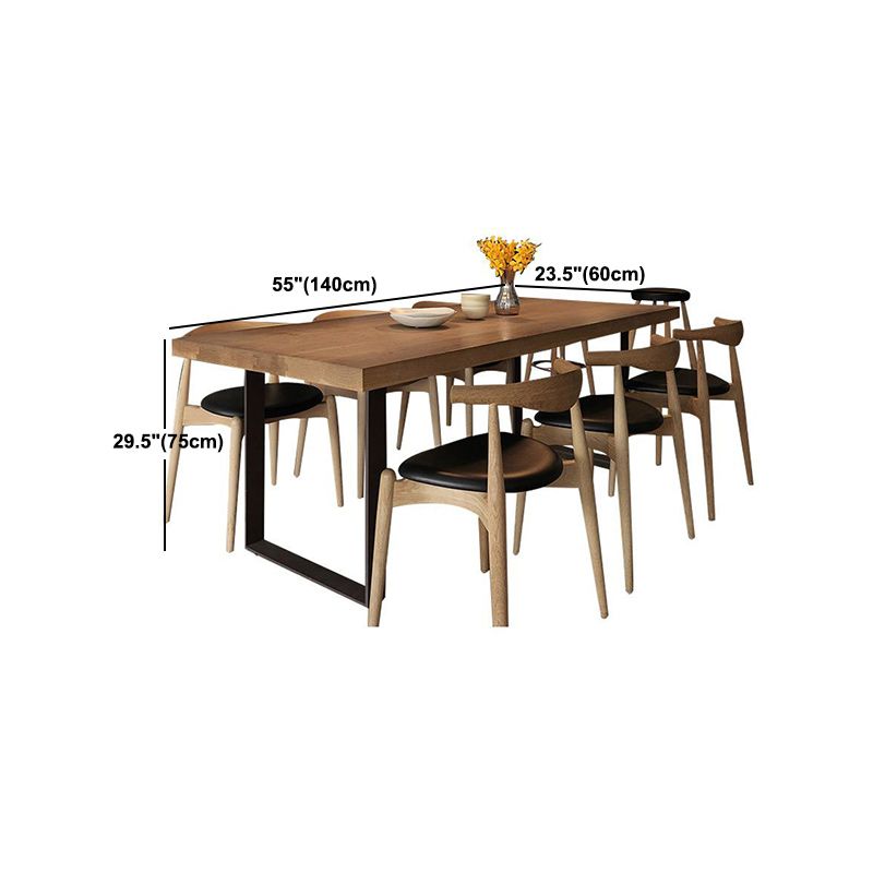 Solid Wood Top Dining Table Rectangle Wood Table with Sled Base