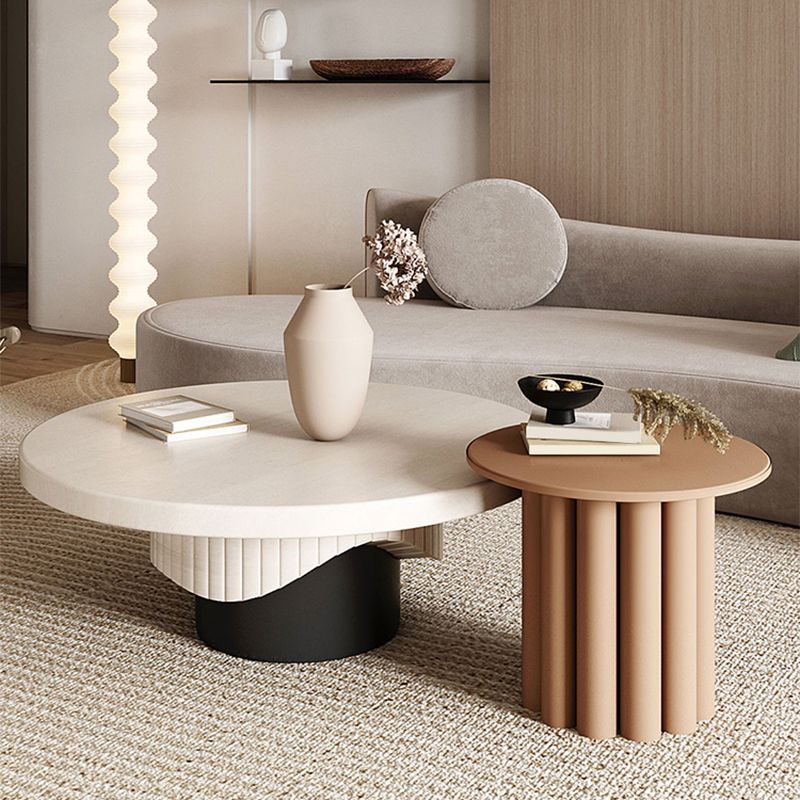 Scandinavian Round Wood Coffee Table Pedestal Cocktail Table