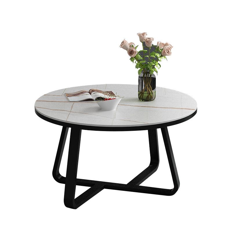 17"H Glam Coffee Table Slate Round Single Coffee Cocktail Table