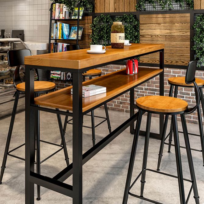 Tavolo da pranzo moderno rettangolo barre da pranzo in legno tavolo da barra con scaffali