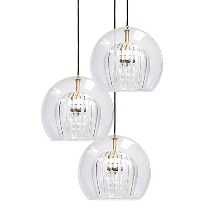 Contemporary Spherical Pendant Lighting Glass Dinning Room Ceiling Pendant Light in Gold