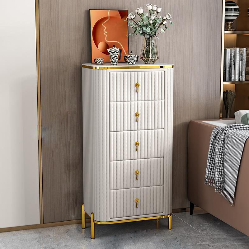 Glam Vertical Stone Storage Chest Bedroom Chest with Drawers