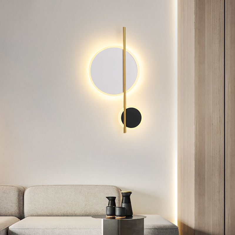 Circle Wall Sconce Lights Lampada da parete moderna Metal 2 Prontoni con pareti leggeri in bianco e nero