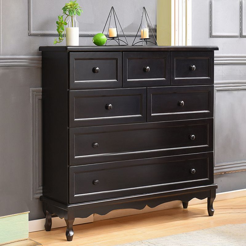 Mid-Century Modern Wood Accent Chest with Drawers Side Cabinet