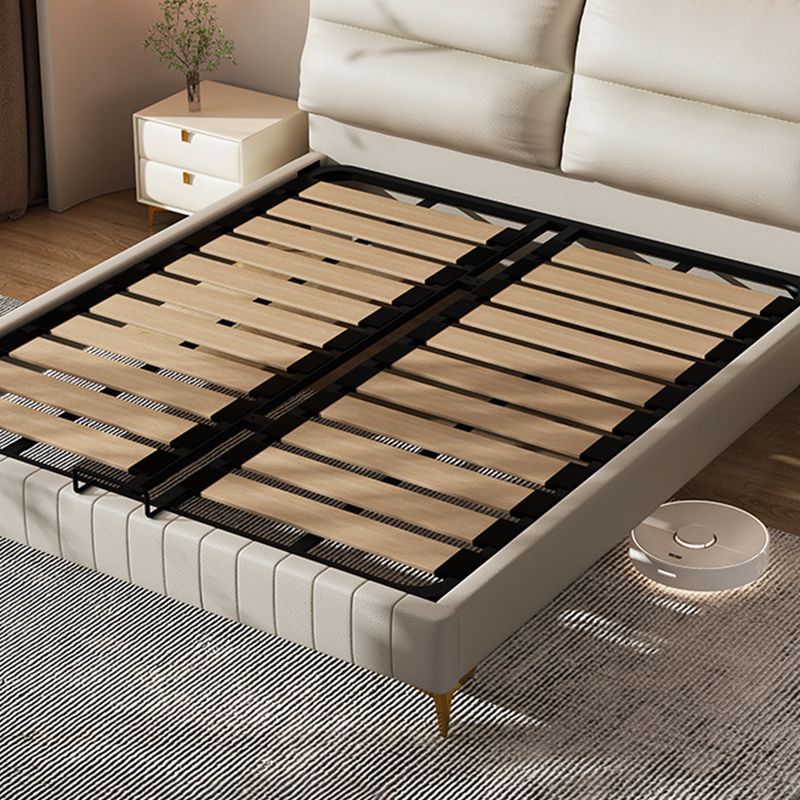 Modern Upholstered Headboard Rectangular Panel Solid Wood Bed Frame