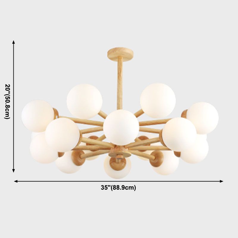 Kreative hölzerne Deckenleuchte mit Glasschatten für den Salon
