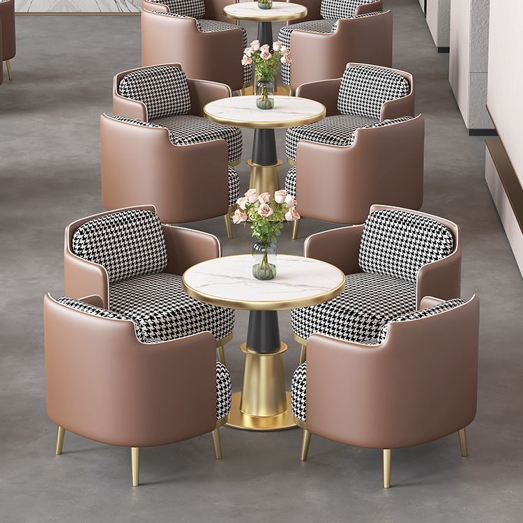 Luxury Sintered Stone Top Dining Table Round Table with Gold Metal Pedestal