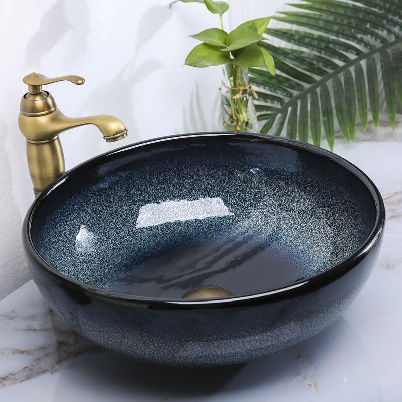 Traditional Vessel Bathroom Sink Specialty Vitreous China with Faucet Vessel Sink