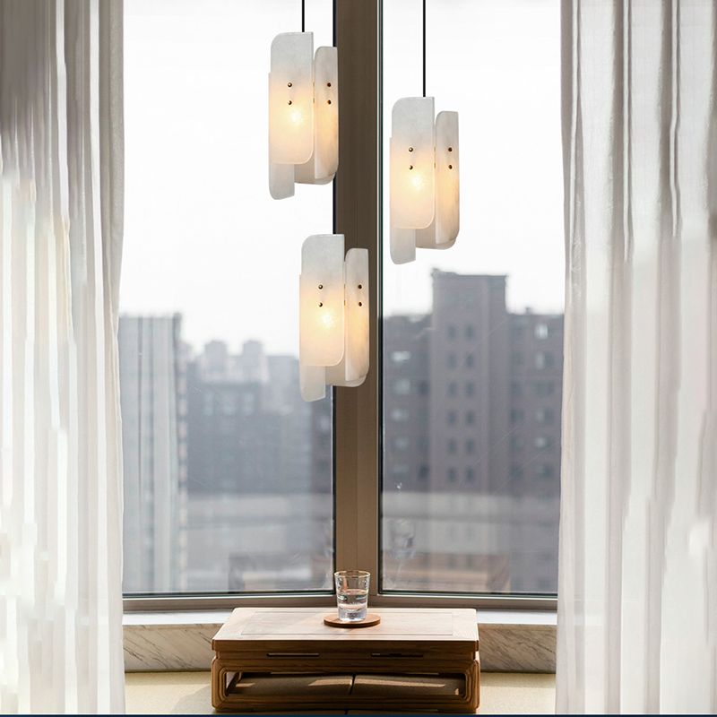 Petit pendentif suspendu en marbre Minimaliste de suspension blanche à 1 lumière Lumière pour chambre à coucher