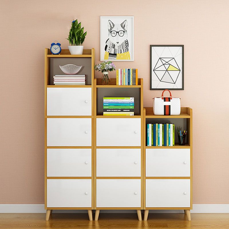 9.4" W Modern Wooden Bookshelf Closed Back Shelf Bookcase with Doors