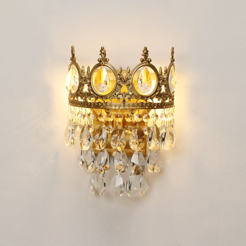 Iluminación de matorral de la pared de la corona cristal de estilo moderno de 3 luces luz de montaje de pared en latón