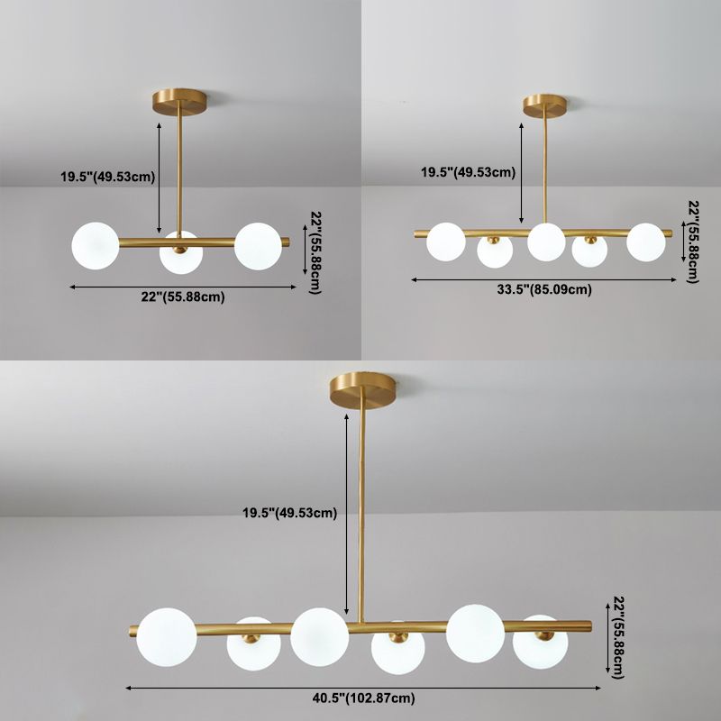 Glass Brass Island Light in Modern Creative Style Copper Globe Pendant Light for Dining Room