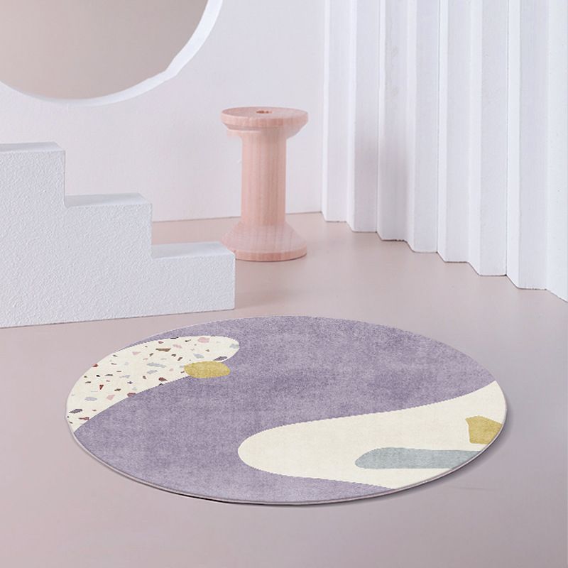 Purple Nordic Rug Polyester Contrast Color Indoor Rug Stain Resistant Rug for Living Room
