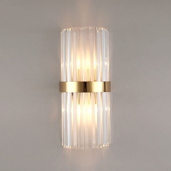 Lámpara de luz de apliques de cristal posmodernos de 2 cabezas de pared para sala de estar de dormitorio