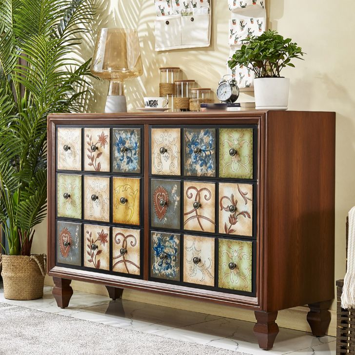 American Traditional Wooden Chest Home Storage Chest with Drawers