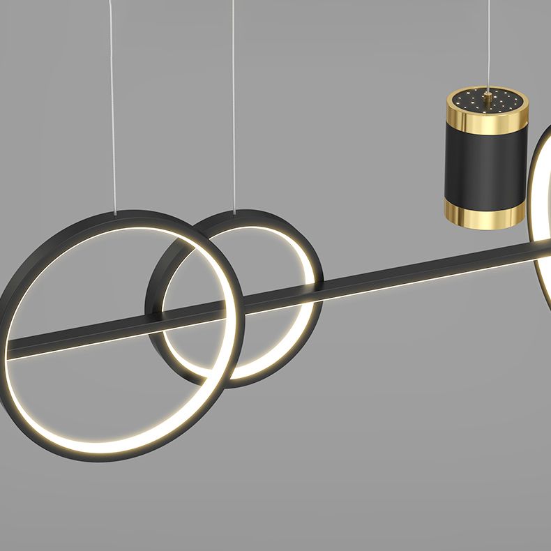 Idées d'éclairage d'île linéaire Pendentif îlot de cuisine en métal moderne