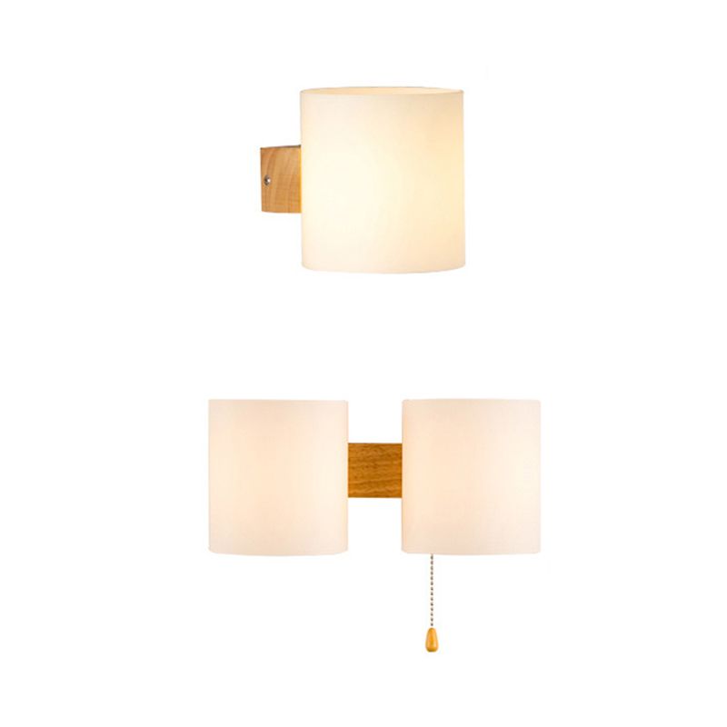 Modern Style Cylinder Shape Wall Lamp Wood Sconces Light for Bedroom