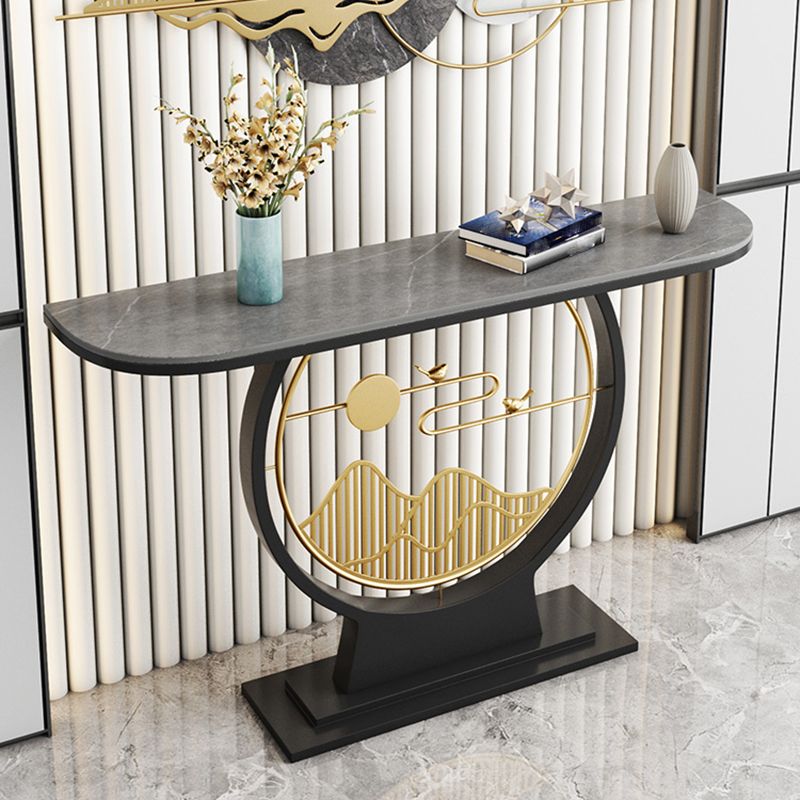 Marble/metal Half Moon Glam Scratch Resistant Abstract Console Table