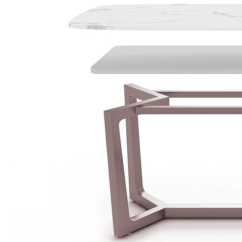 Standard Marble Top Dining Set with Metallic Legs Base for Dining Furniture