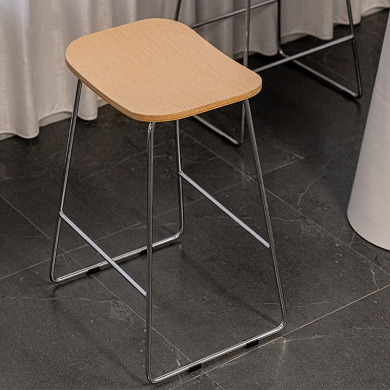 Contemporary Wood and Metal Backless Counter Height Stools for Living Room