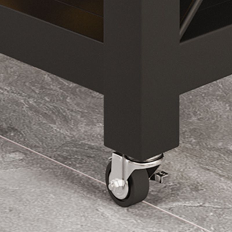 Faux Marble Top Kitchen Island Cart Modern Rectangle with 3 Drawers
