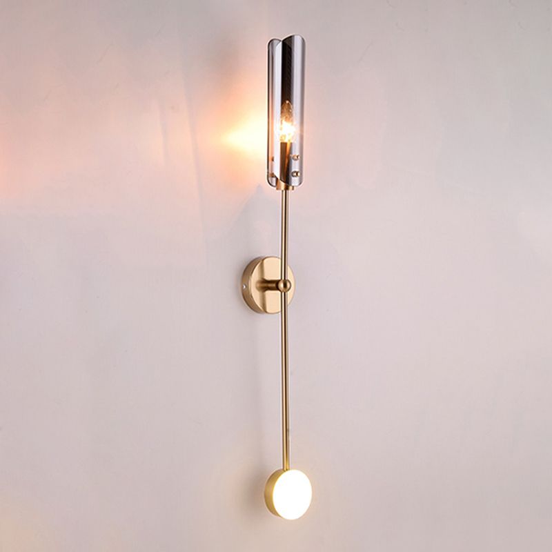 Glass Wall Lighting Contemporary 2 Lights Gold Sconce Lamp Fixture for Living Room