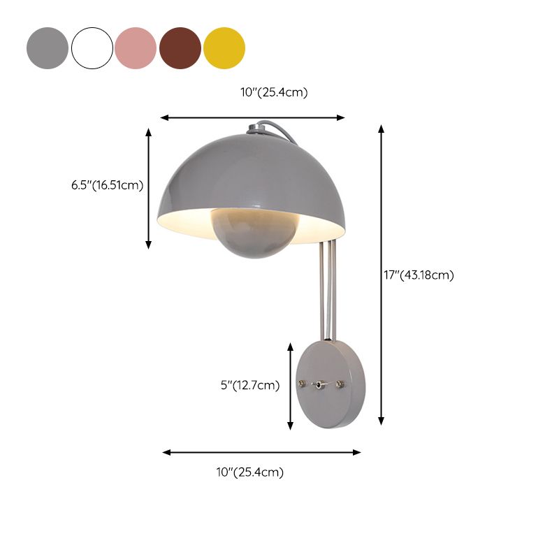 Dome Shape Metal Wall Light Modern Style 1-Light Wall Light Sconce