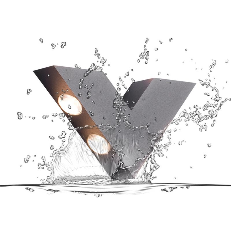 V-Shaped Metal Wall Lighting Modern Style 6 Lights  Wall Mounted Lighting in Black