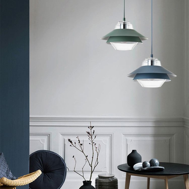 Luz de colgante de 3 tono Macaron vidrio transparente 1 comedor de bombilla accesorio de lámpara colgante