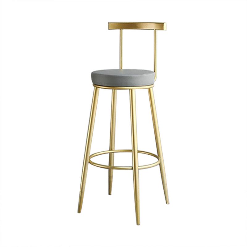 Glam Low Back Bar and Counter Stool Round Stool with 4 Gold Legs