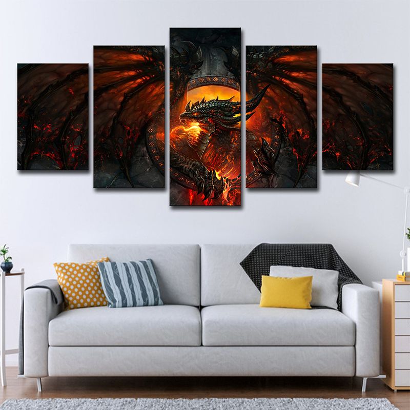 Warcraft World Magma Canvas Print Kids Style Multi-Piece Wall Art for Boys Room