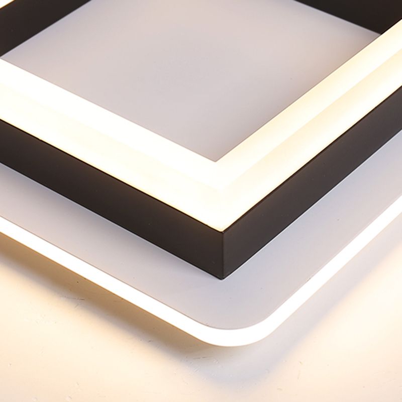 Modern Style Geometry Ceiling Lights Metal 2 Light Ceiling Lamps for Bedroom in Black